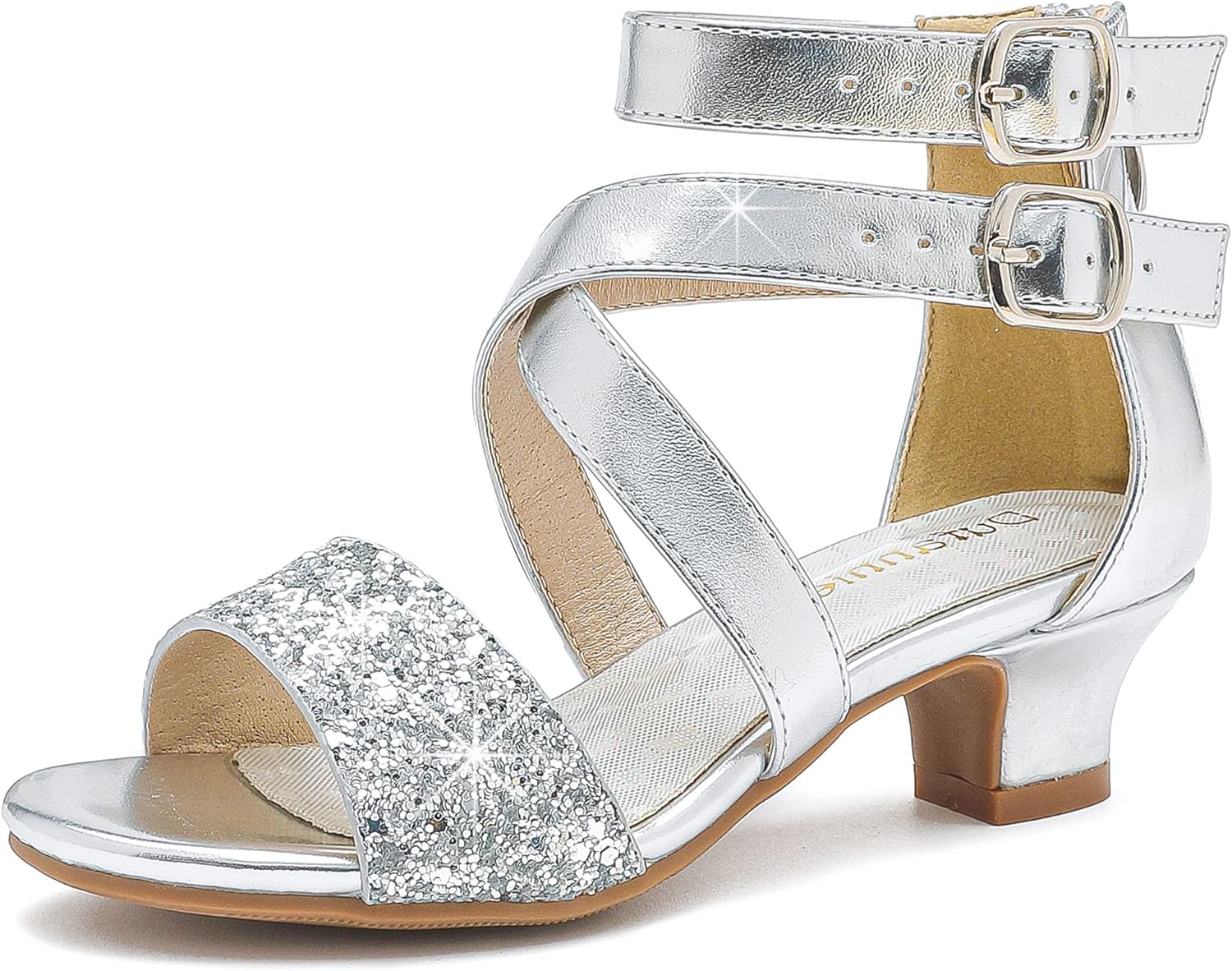 Dufannie Toddler High Heels Glitter Pump Sandals for Girls