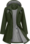 Rain Jacket Women Lightweight Waterproof Long Hooded Trench Coat