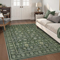 Washable Area Rug 5x7 Green Boho Vintage - Soft Foldable Rug