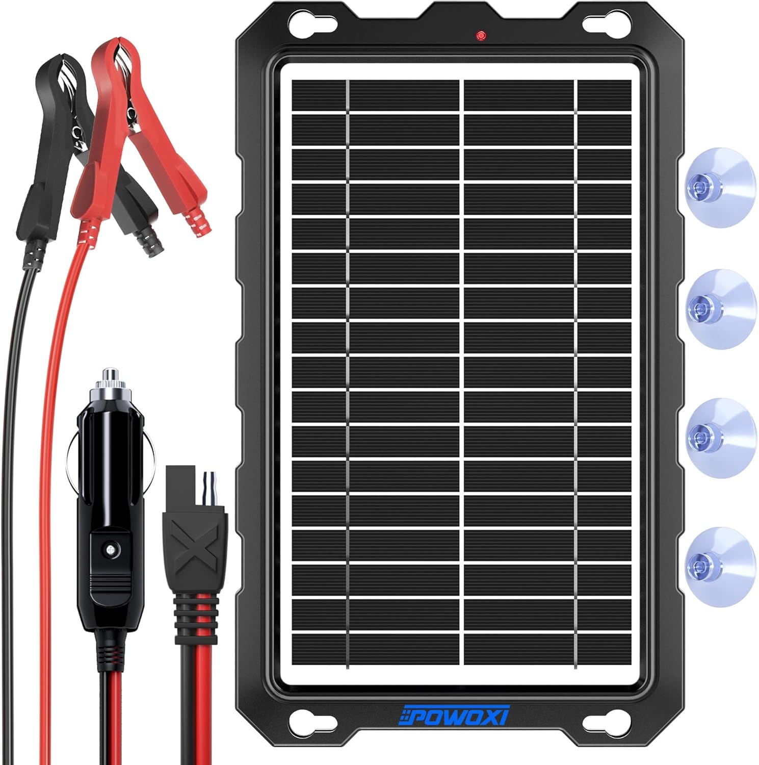 POWOXI 9W Solar Battery Trickle Charger for Cars and More
