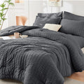 Queen Seersucker Comforter Set - All Season Luxury Bed in a Bag