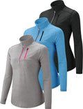 Women's Quick Dry Long Sleeve Quarter Zip Pullover Workout Shirt - 3