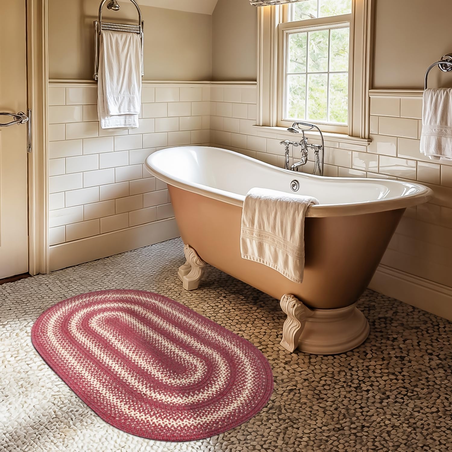 Autumn Maple Jute Braided Oval Rugs for Country Decor