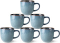 AmorArc 12oz Coffee Mugs Set of 6 - Durable Ceramic Ocean Blue