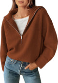 Womens Quarter Zip Pullover V Neck Sweater - Cozy Casual Fit Women's