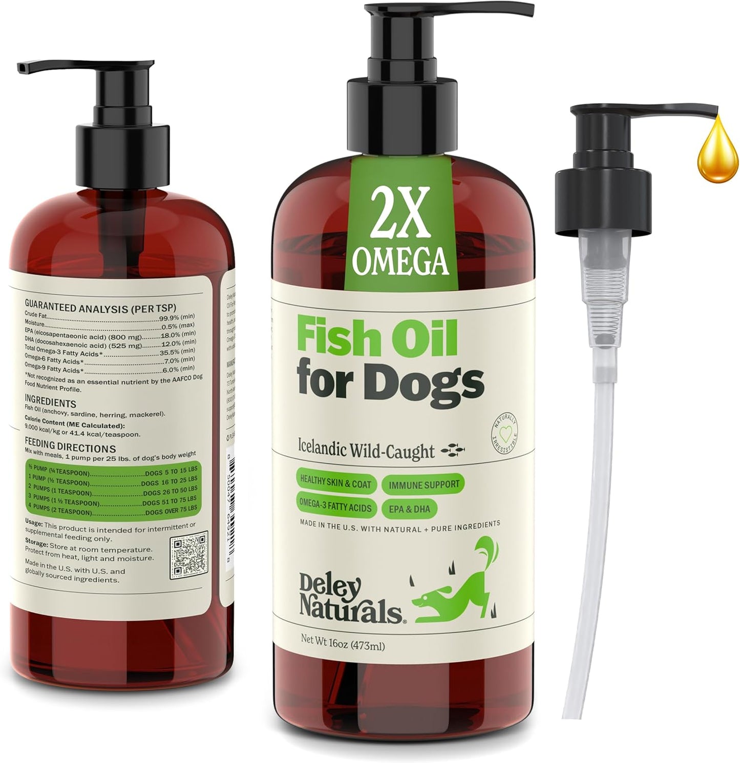 Deley Naturals Dog Fish Oil for Itching Skin Relief 16oz