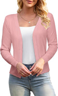 Womens Cropped 3/4 Sleeve Open Front Cardigan - Lightweight Layer
