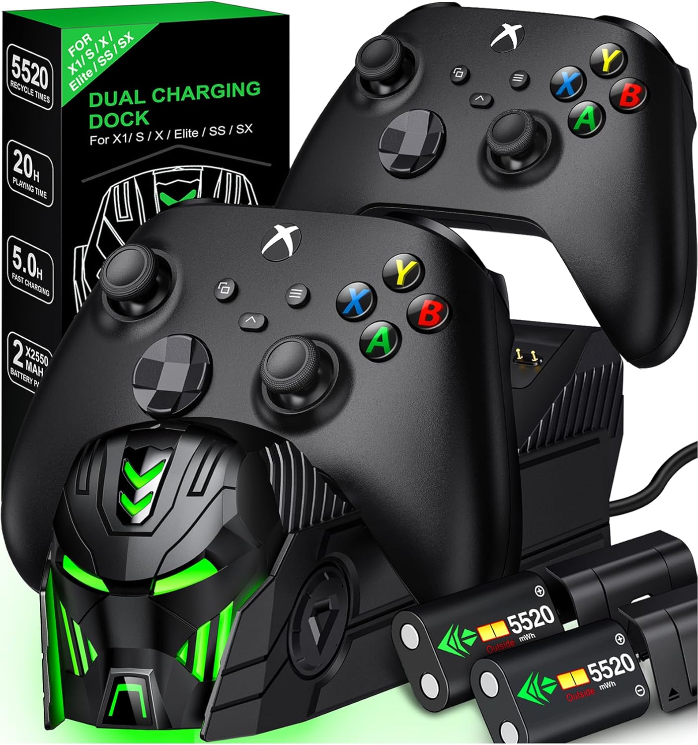 Upgraded Controller Charger Station with 2x5520mWh Battery Pack