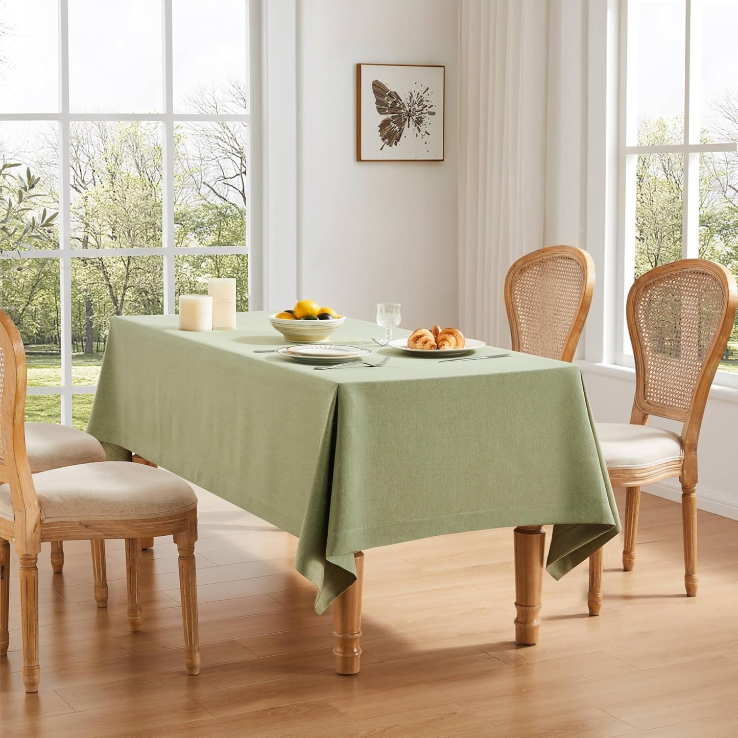 ZeeMart Basic Linen Textured Table Cloth, 60 x 104 Inch Sage Green