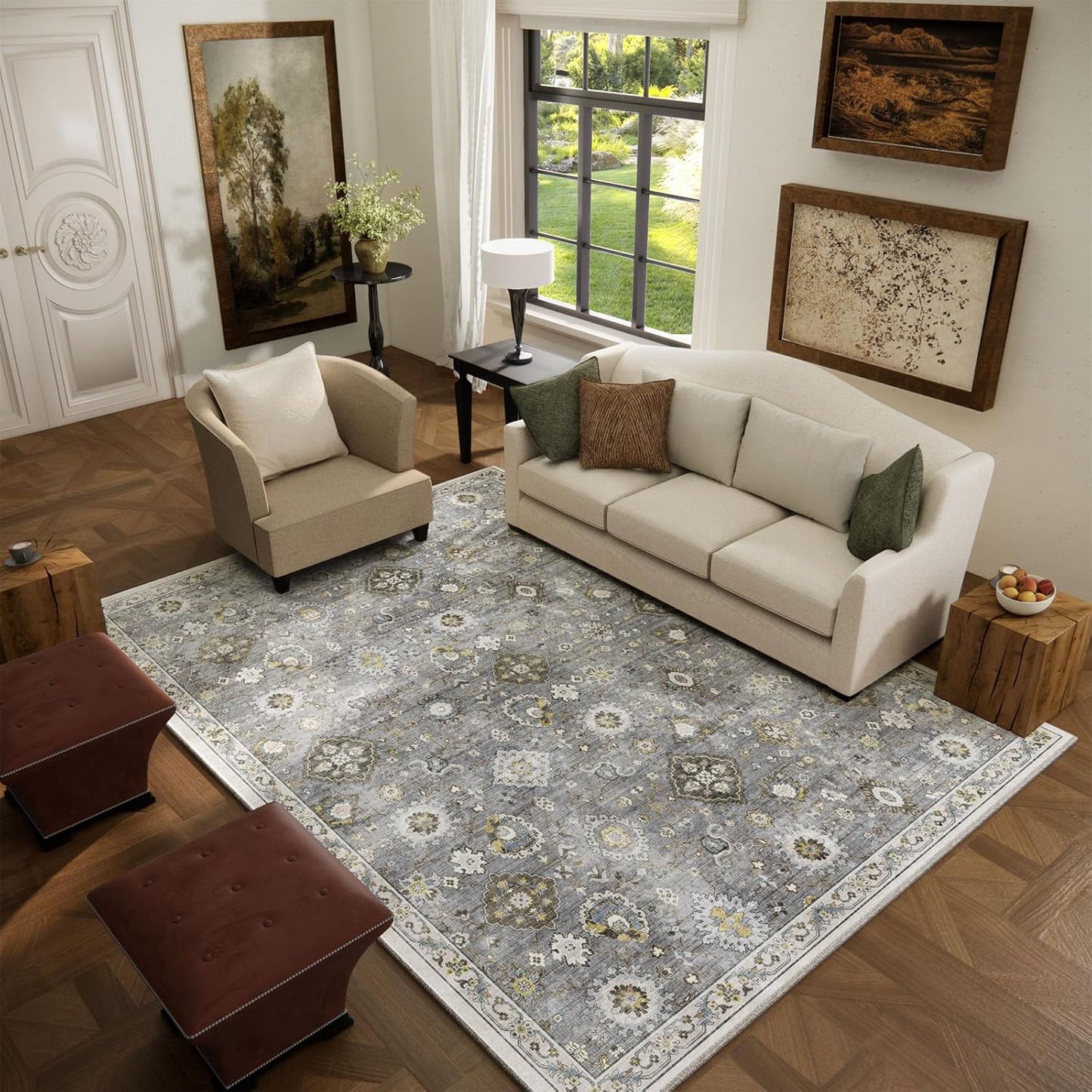 Machine Washable Rug for Living Room: Soft 5x7 Area Rug
