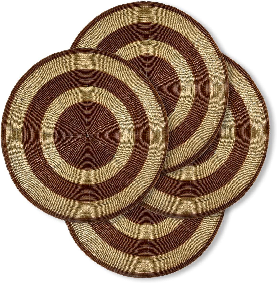 Elegant Beaded Round Placemats Set of 12 for Christmas Dining