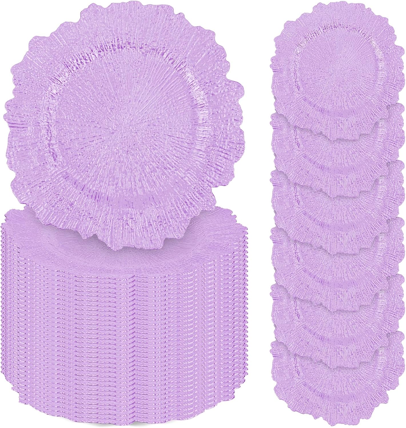 Lavender Charger Plates Bulk - 50 Pcs 13in Decorative Plates
