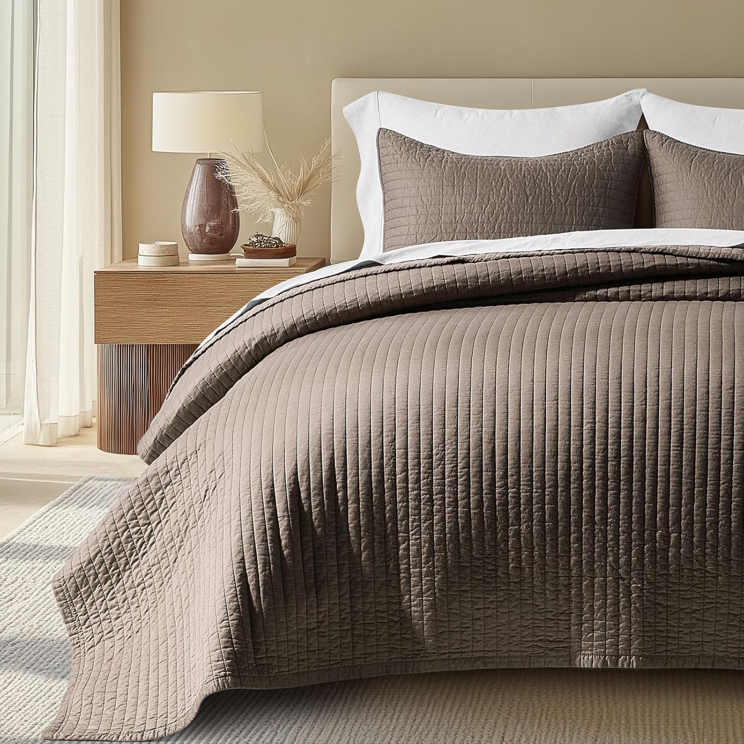 EVERGRACEHOME Cotton Sateen Quilt Set King Size for All Seasons