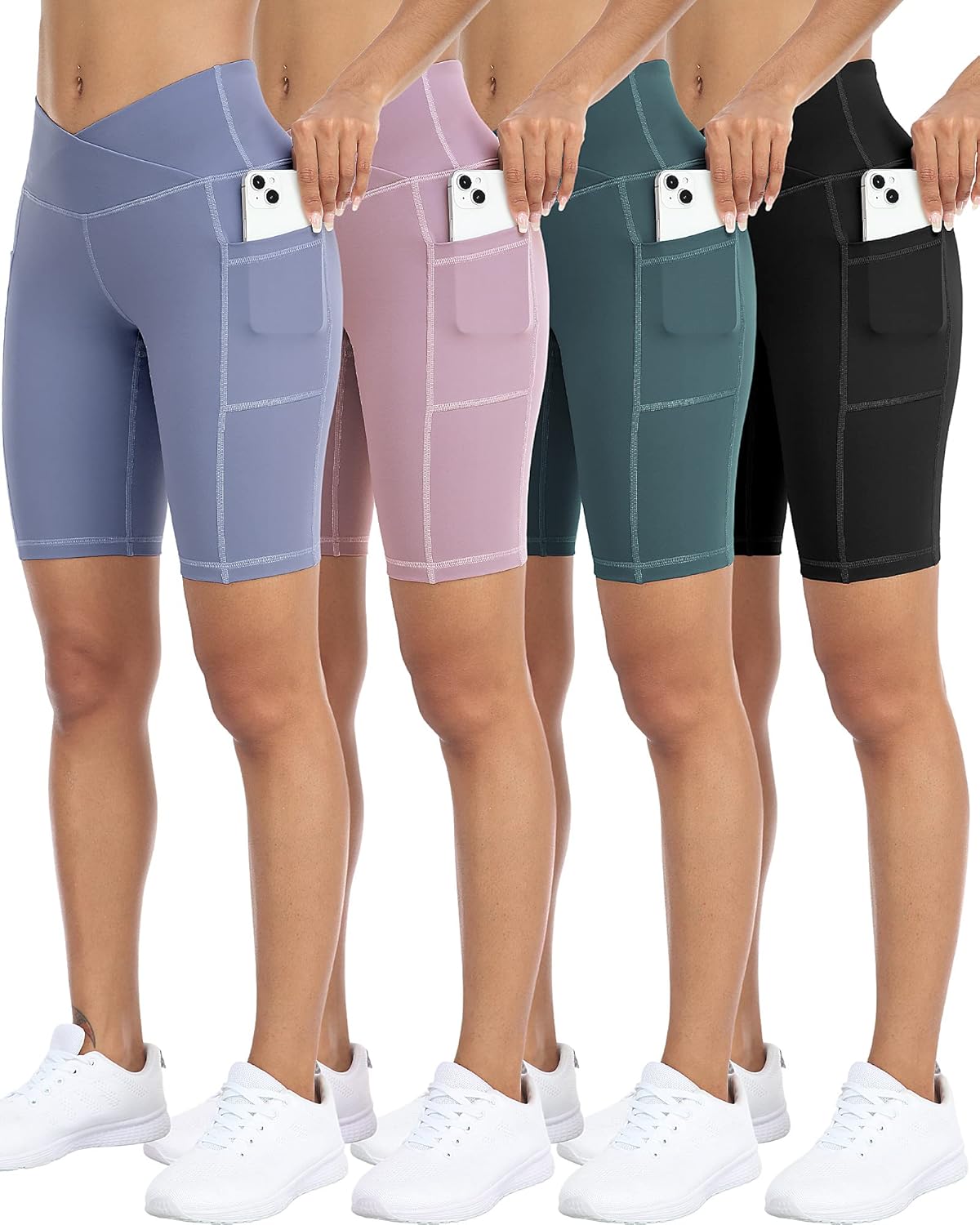 Biker Yoga Shorts with Pockets for Women - High Waisted Comfort