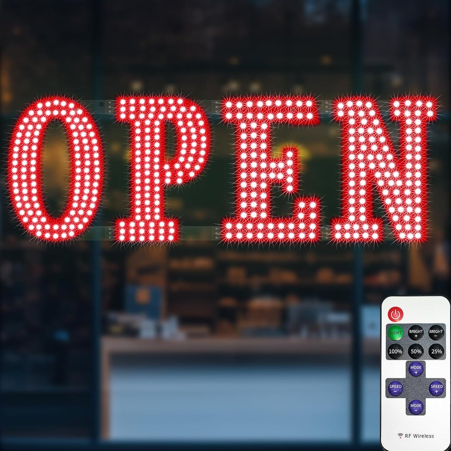 40in x 14in Large LED Open Sign with Remote Control for Business