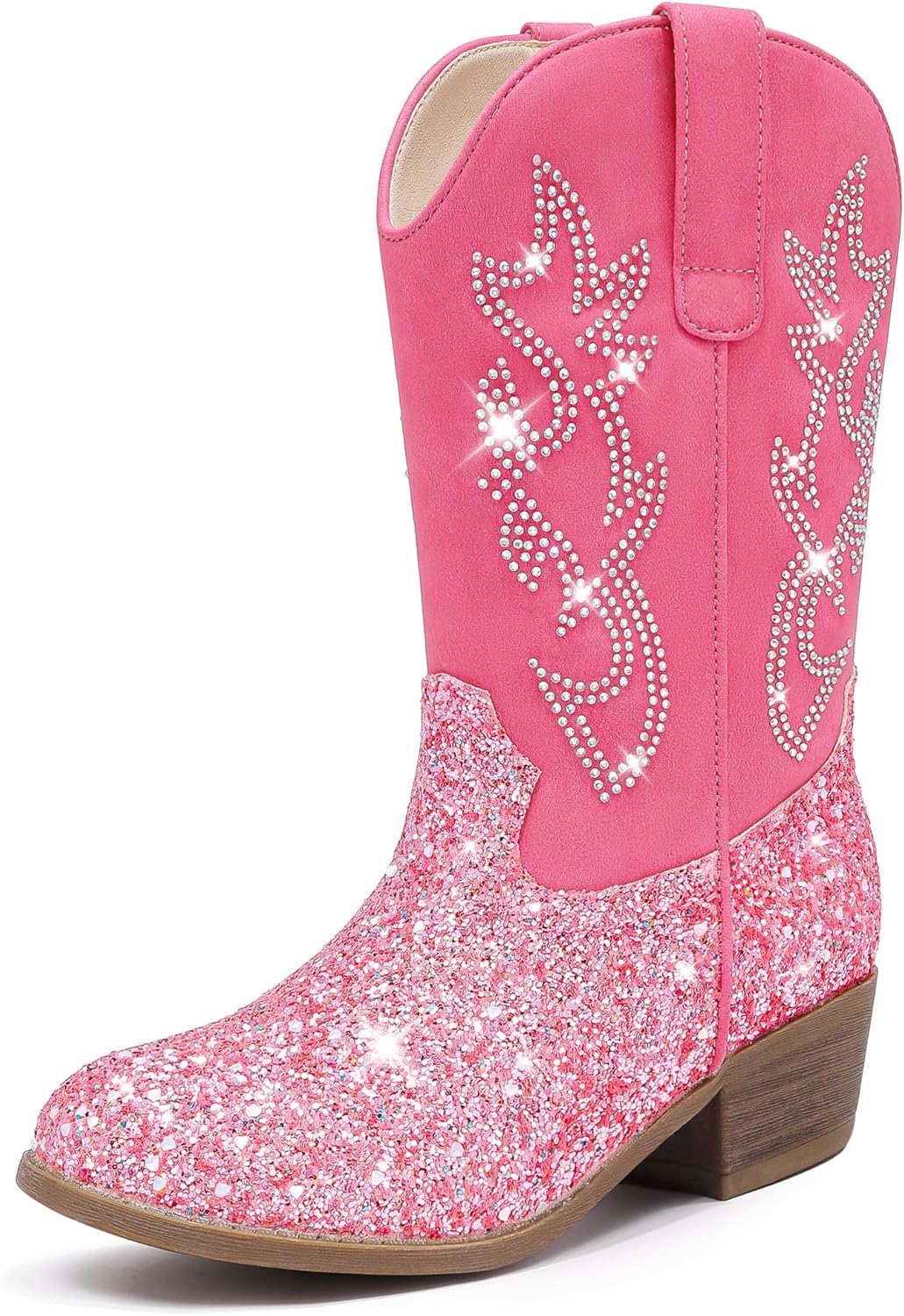 Cowboy Boots for Girls Mid Calf Pointed Toe Cowgirl Style