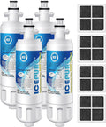 ICEPURE RWF1200A Refrigerator Water Filter Replacement - 4 Combo