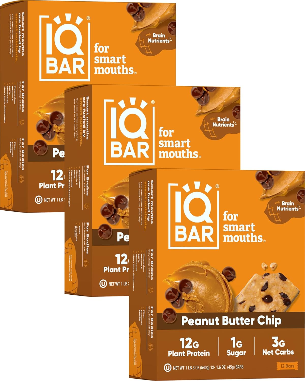 IQBAR Peanut Butter Chip Protein Bars - Energize Mind & Body