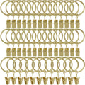 40 Pack Curtain Rings with Clips for 1 in Rods - Heavy Duty Gold