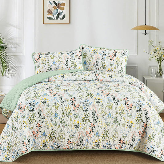 Floral Quilt Set Queen Size by Anibedding - 3 Piece Bedding