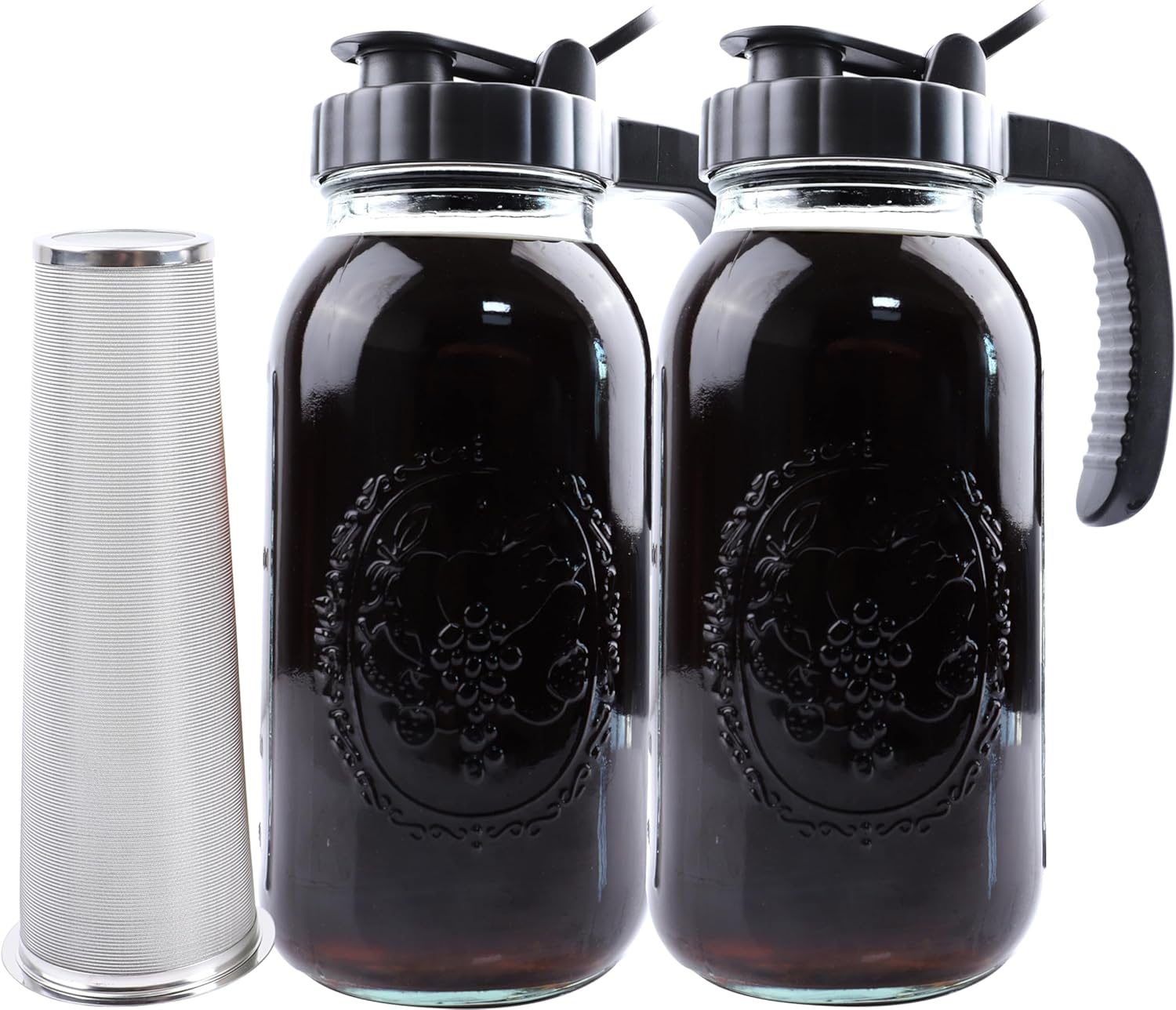 2-Pack Large Glass Cold Brew Pitcher Set