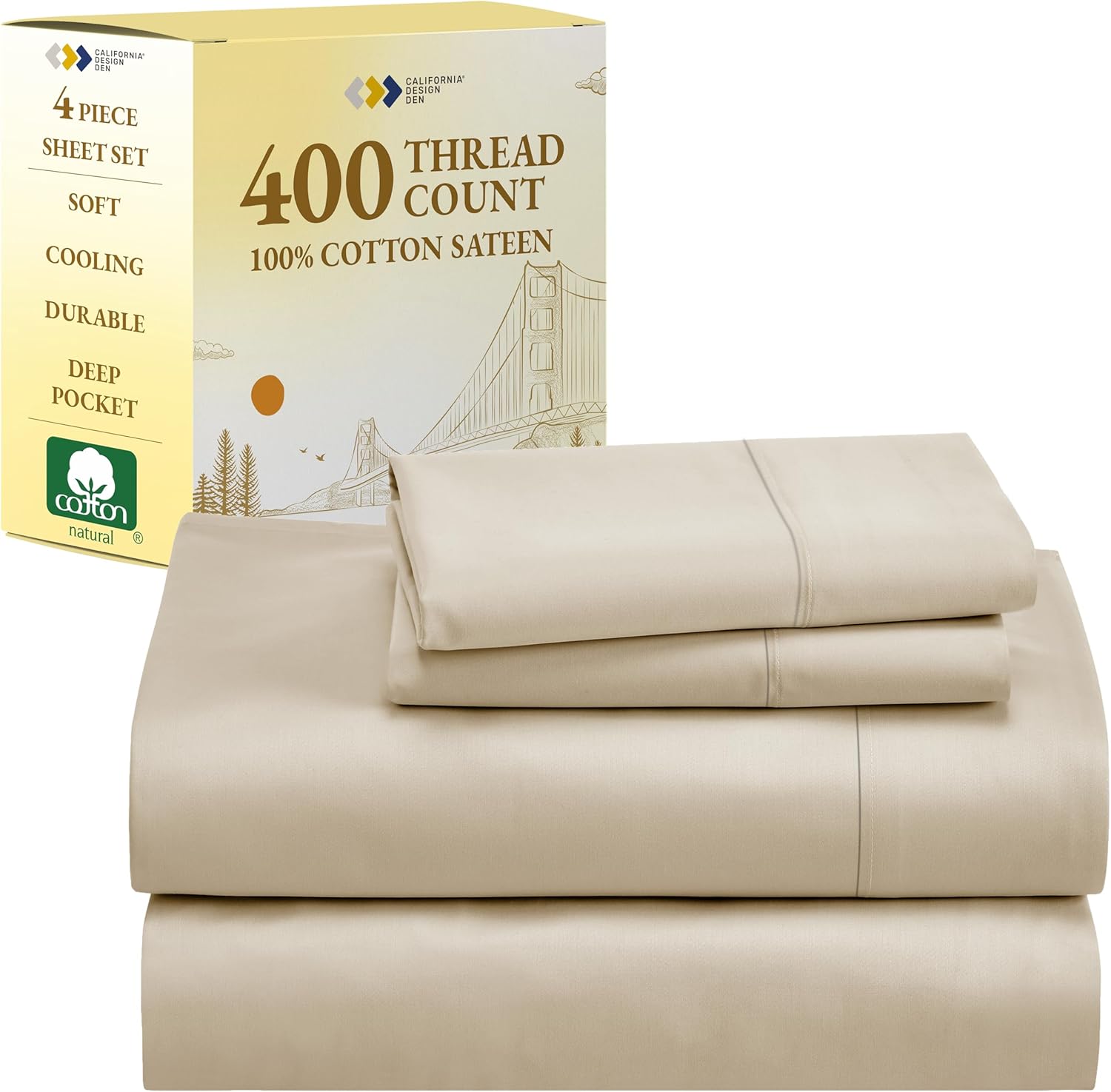 California Design Den Queen Sheet Set - Soft 400 Thread Count