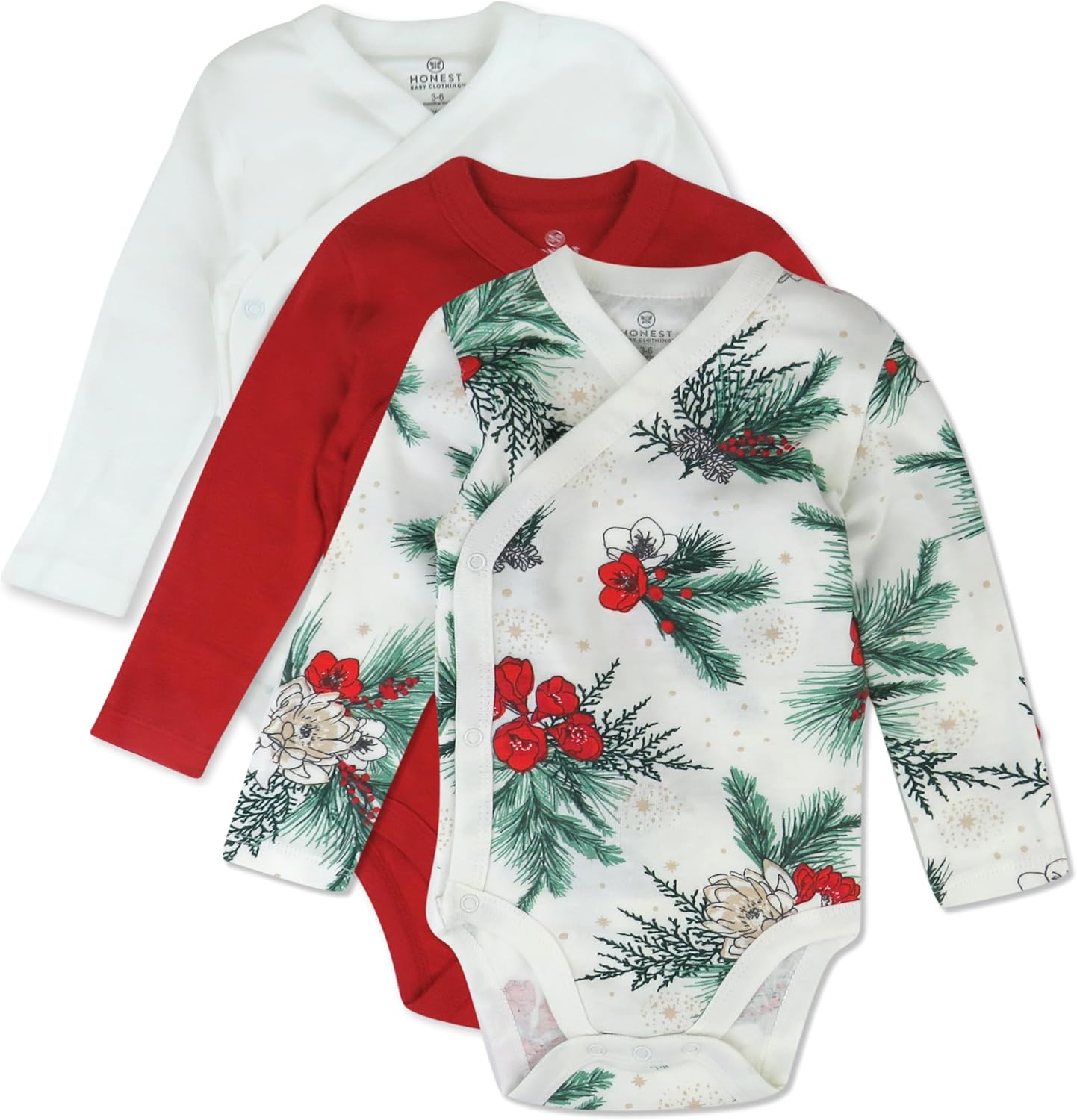 HonestBaby Unisex-Baby Long Sleeve Side-Snap Kimono Bodysuits