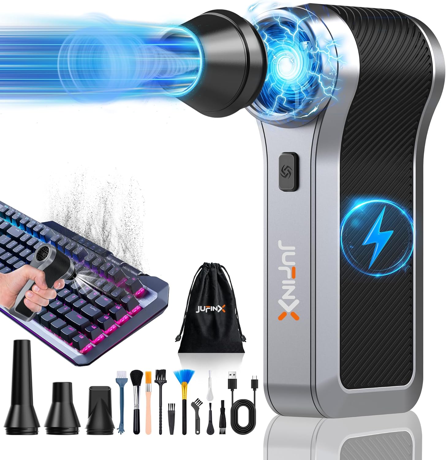 Powerful 4-in-1 Electric Air Duster by JUFINX