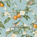Blue Bird Wallpaper Peel and Stick Vintage Floral Fruit - Removable