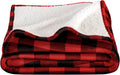 Sherpa Fleece Blanket Full/Queen Buffalo Plaid Red/Black - Reversible