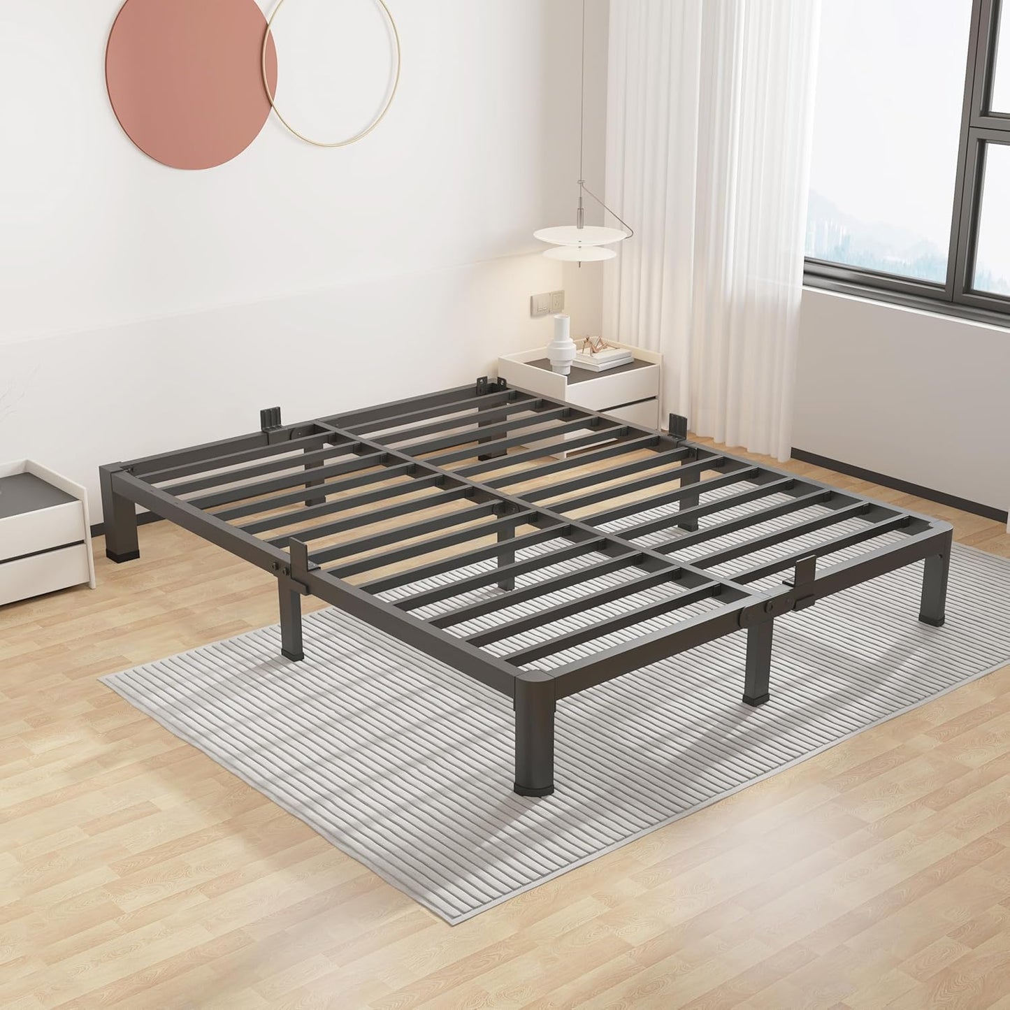 ROIL 7 inch Metal Queen Bed Frame with Heavy Duty Steel Slats