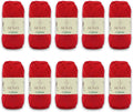 Sensy Calinia 100% Mercerized Giza Cotton Yarn - 10 Skeins Red