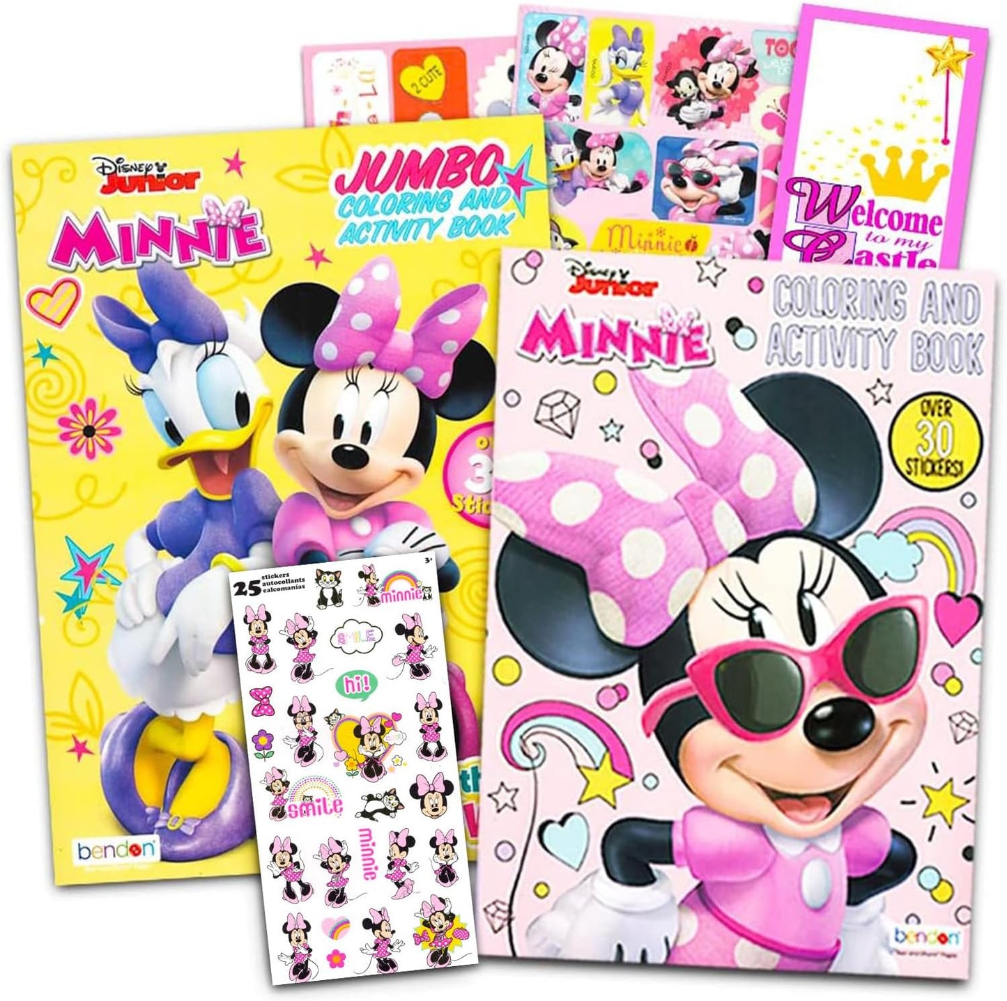 Minnie Mouse Coloring Book Set - 2 Deluxe Books & Stickers