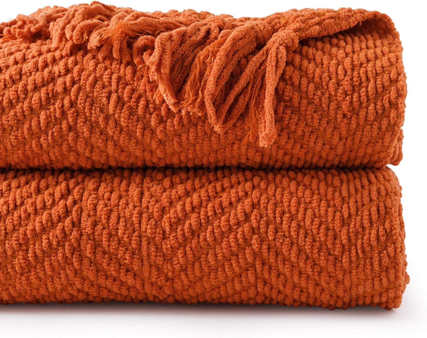 BATTILO HOME Burnt Orange Throw Blanket for Couch and Bed
