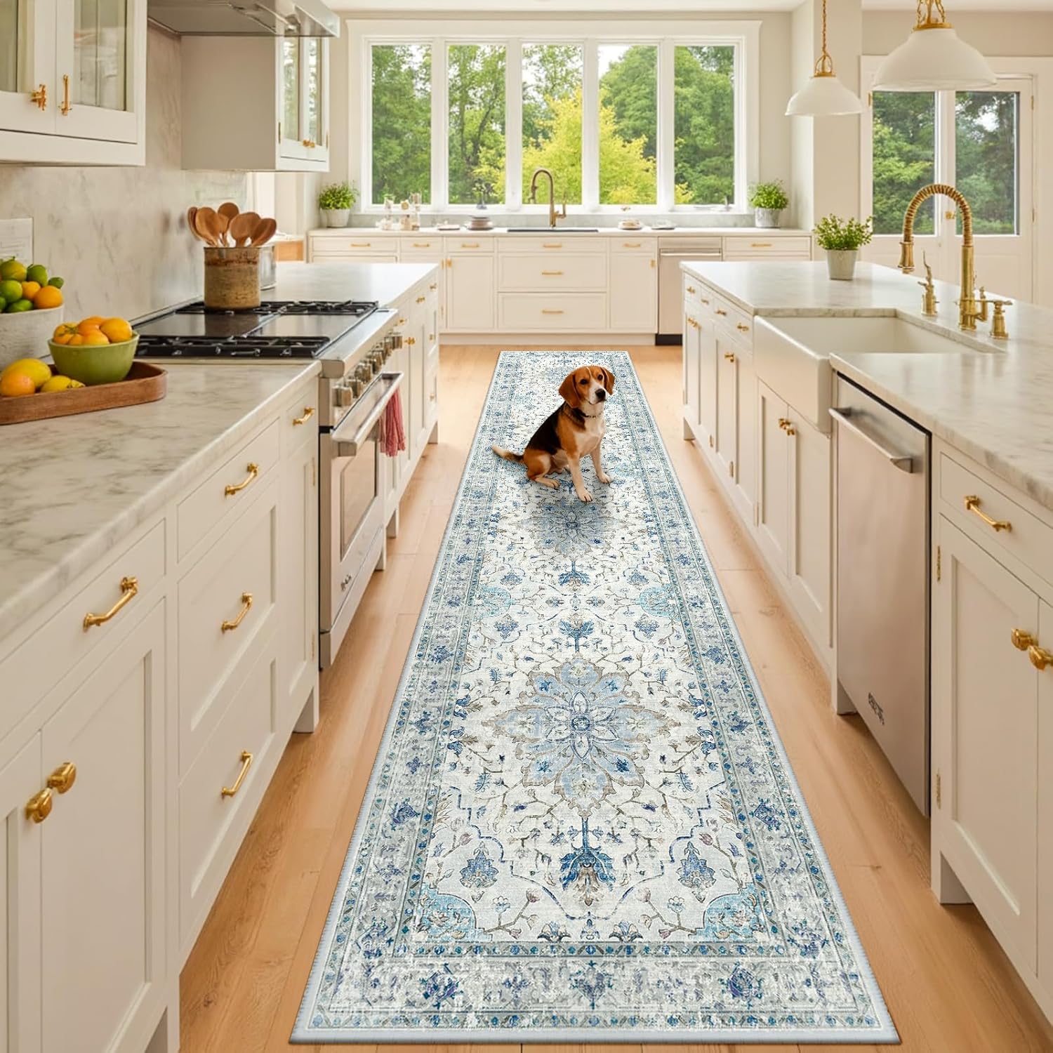 Floral Vintage Distress Print Area Rugs for Living Room 2ftx10ft