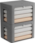 Clear Window Storage Bins 2 Pack - Foldable Stackable Linen Boxes