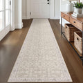 2x12 Cream Beige White Grey Washable Runner Rug for Kitchen - Soft