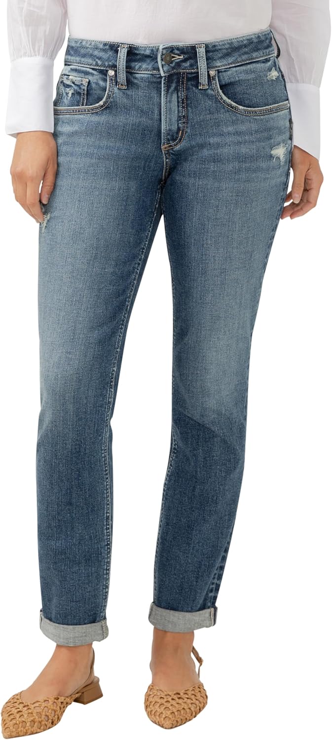 Silver Jeans Co. Womens Boyfriend Mid Rise Slim Leg Jeans Review