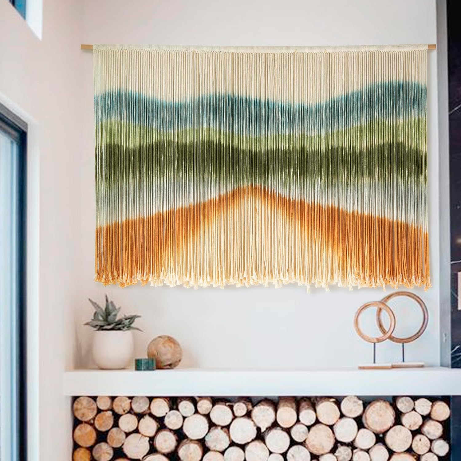 IOWER Macrame Wall Hanging Dip-Dye Chic Home Decor for Any Room