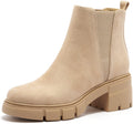 REDTOP Women's Chelsea Boots Elastic Chunky Block Heel Platform Lug