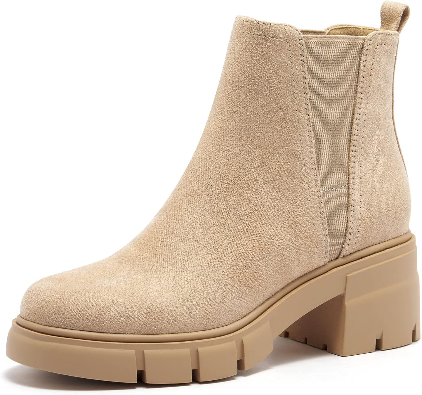 REDTOP Women's Chelsea Boots with Chunky Block Heel Design