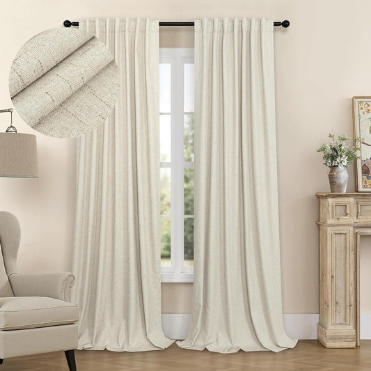 100% Blackout Neutral Curtains for Living Room 96 in Long