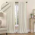 Burlap Curtains 90 in Long 2 Panel 100% Blackout Linen Textured