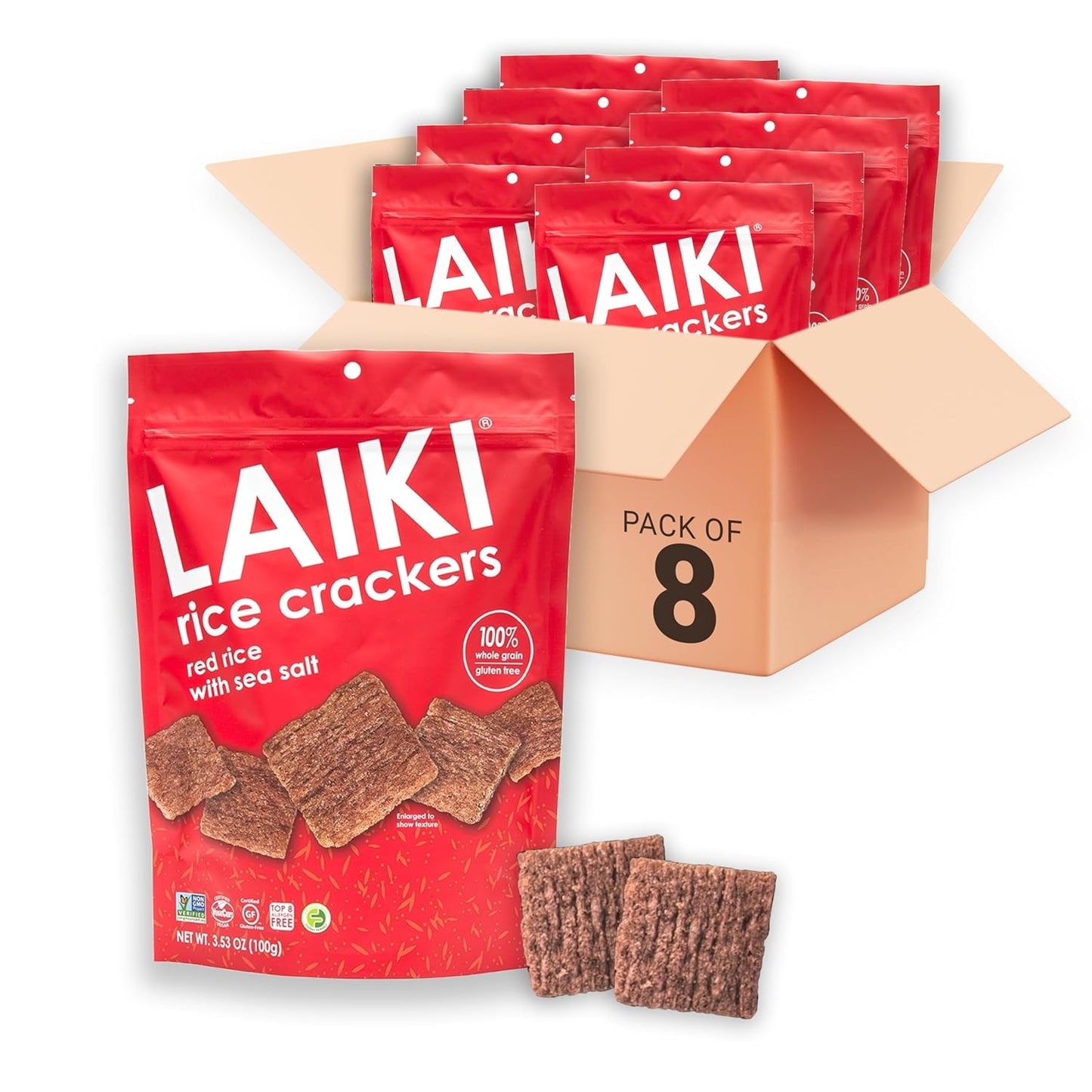 LAIKI Red Rice Crackers - Gluten Free, Vegan, Allergen-Friendly