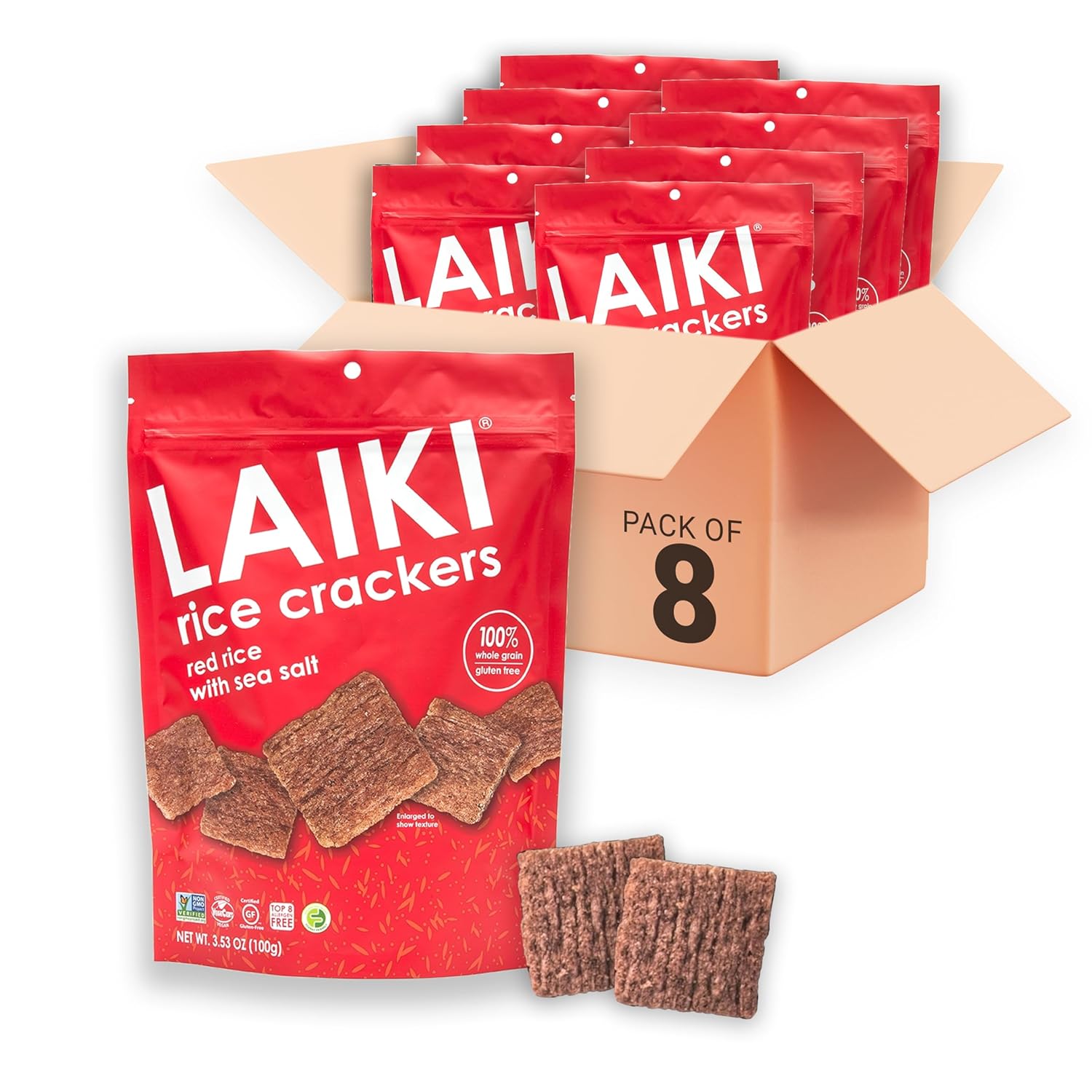 LAIKI Red Rice Crackers - Gluten Free, Vegan, Allergen-Friendly