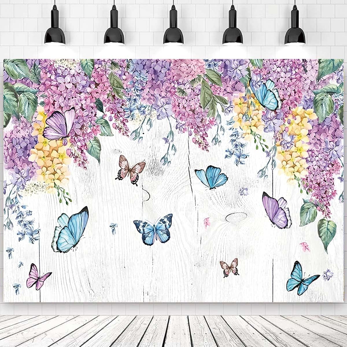 Spring Butterfly Photography Backdrop for Girls Birthday Party