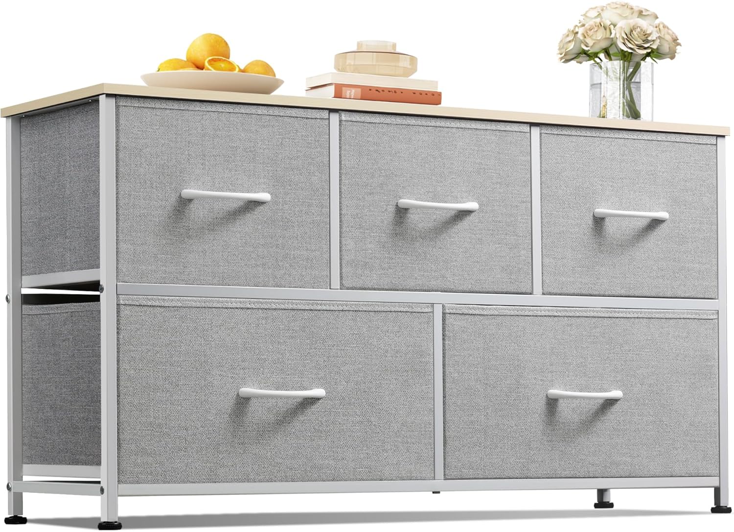 WLIVE Dresser for Bedroom with 5 Drawers and Storage Bins