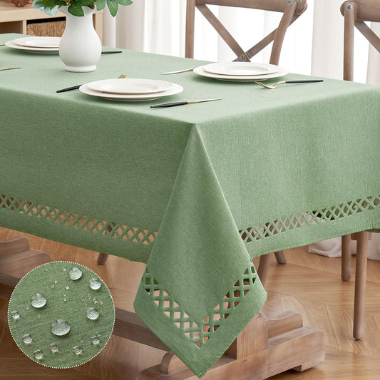 MIULEE Sage Green Thick Polyester Linen Tablecloth for Events