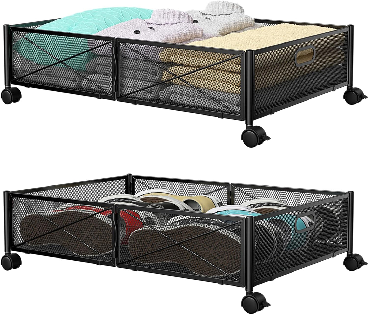 PHINOX Under Bed Storage with Wheels for Clothes and Shoes