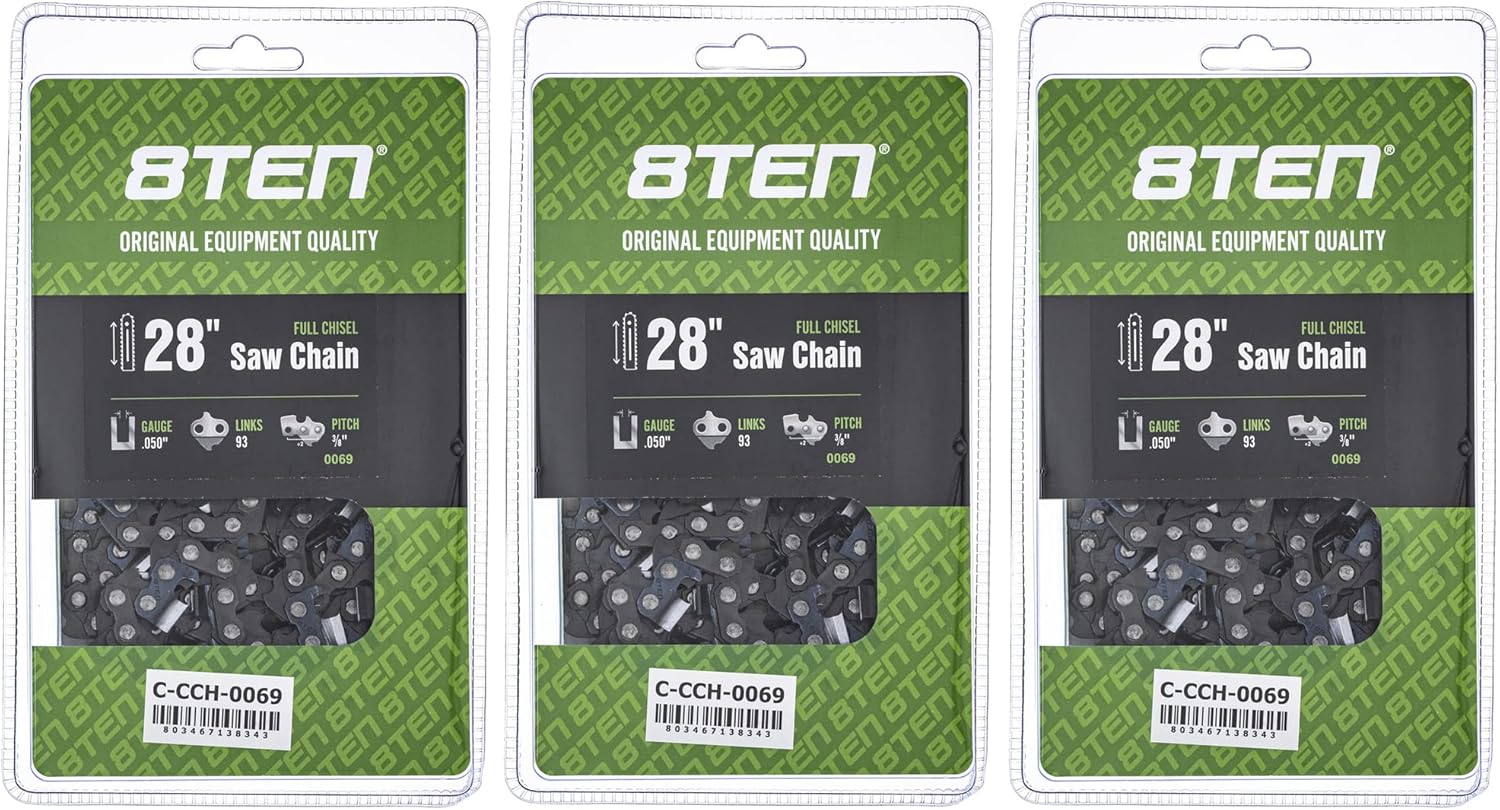 8TEN Full Chisel Chainsaw Chain 28 Inch for Echo and Husqvarna